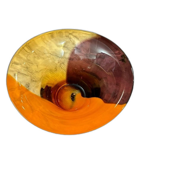 Teleflora Hand Blown Multi-Colored Studio Art MCM Swirl Glass Bowl - Picture 11 of 16